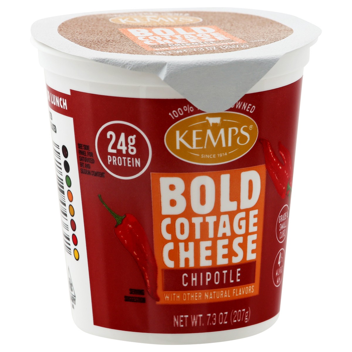 slide 3 of 13, Kemps Small Curd 4% Milkfat Min Bold Chipotle Cottage Cheese 7.3 oz, 