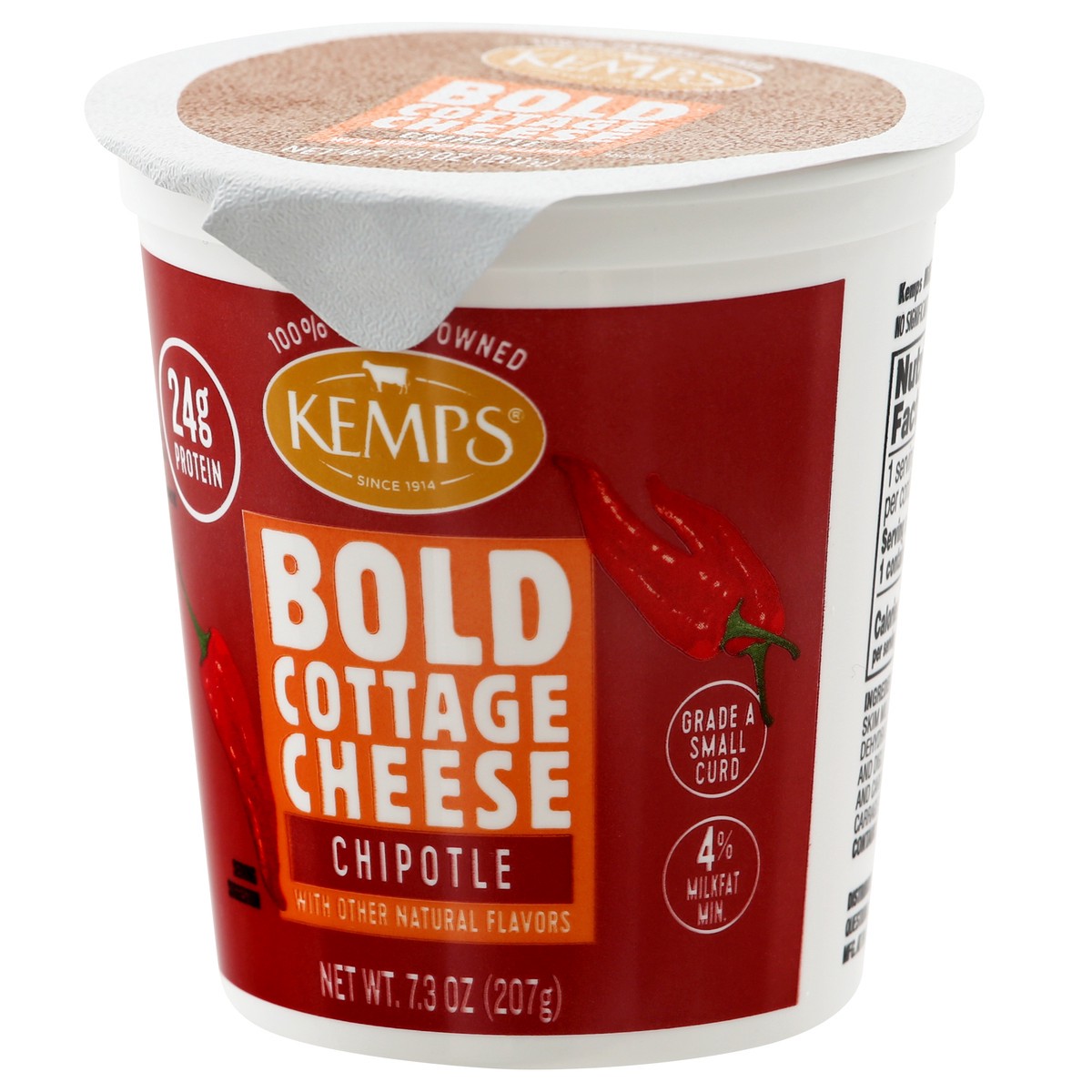 slide 4 of 13, Kemps Small Curd 4% Milkfat Min Bold Chipotle Cottage Cheese 7.3 oz, 
