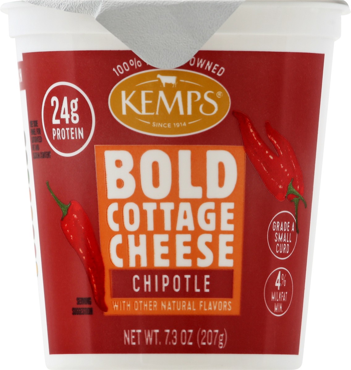 slide 8 of 13, Kemps Small Curd 4% Milkfat Min Bold Chipotle Cottage Cheese 7.3 oz, 