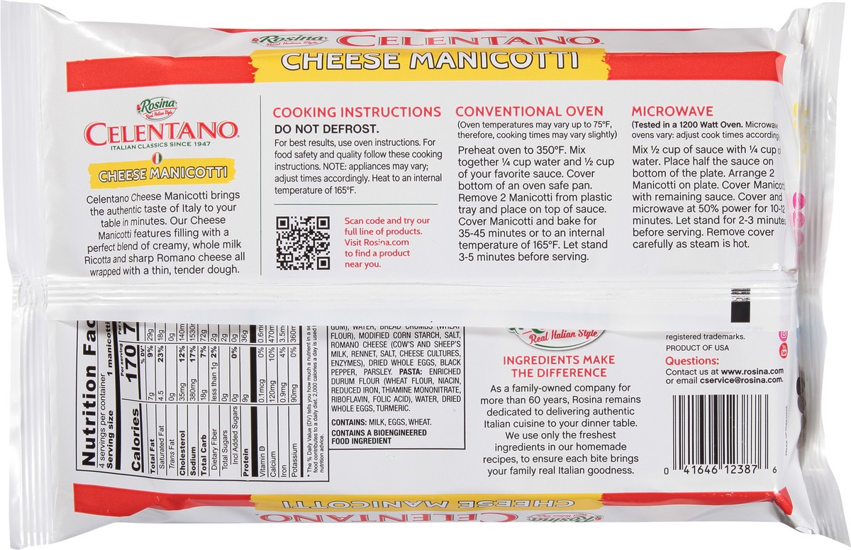 slide 12 of 14, Rosina Celentano Cheese Manicotti 14 oz, 14 oz