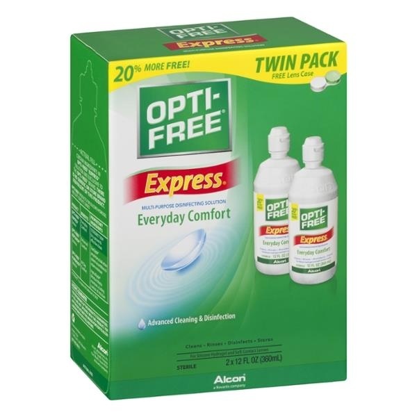 slide 1 of 1, Alcon Opti-Free Express Everyday Comfort Contact Multi-Purpose Disinfecting Solution, 2 ct; 12 fl oz
