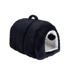 Whisker City Navy Fur Cat Hide Hut Bed