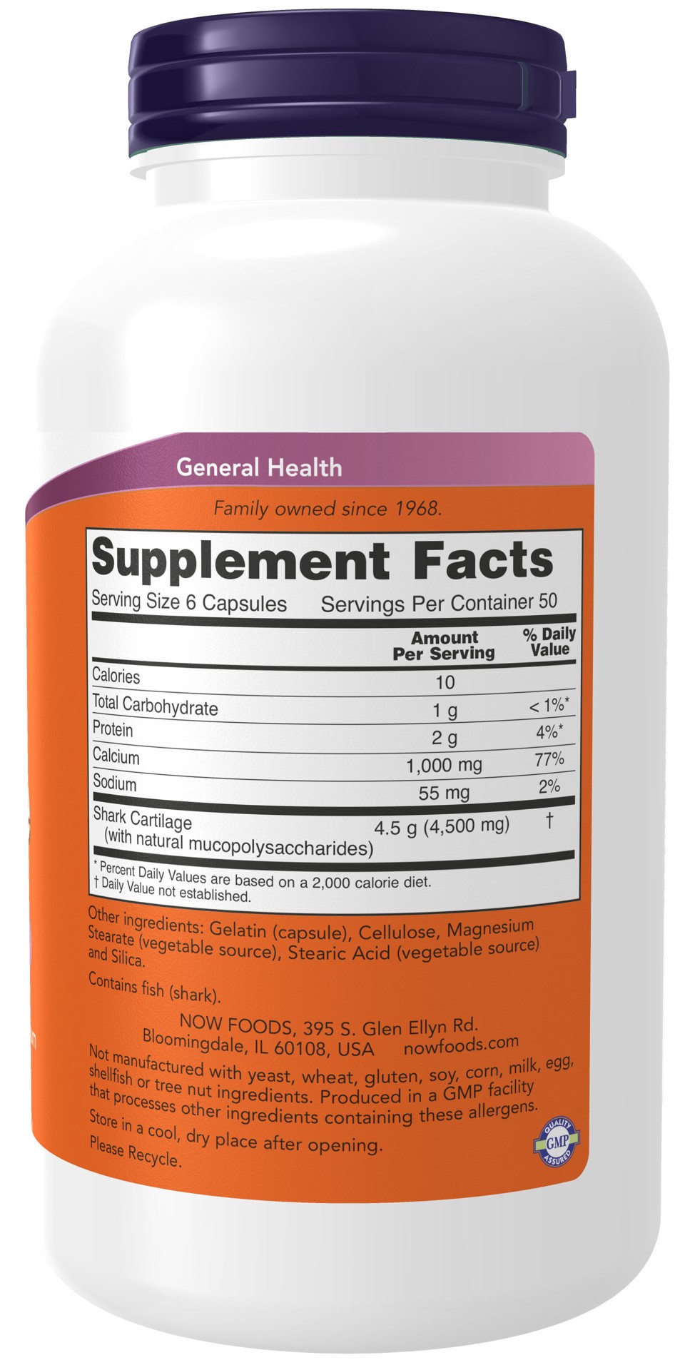 slide 2 of 4, NOW Shark Cartilage 750 mg - 300 Capsules, 300 ct