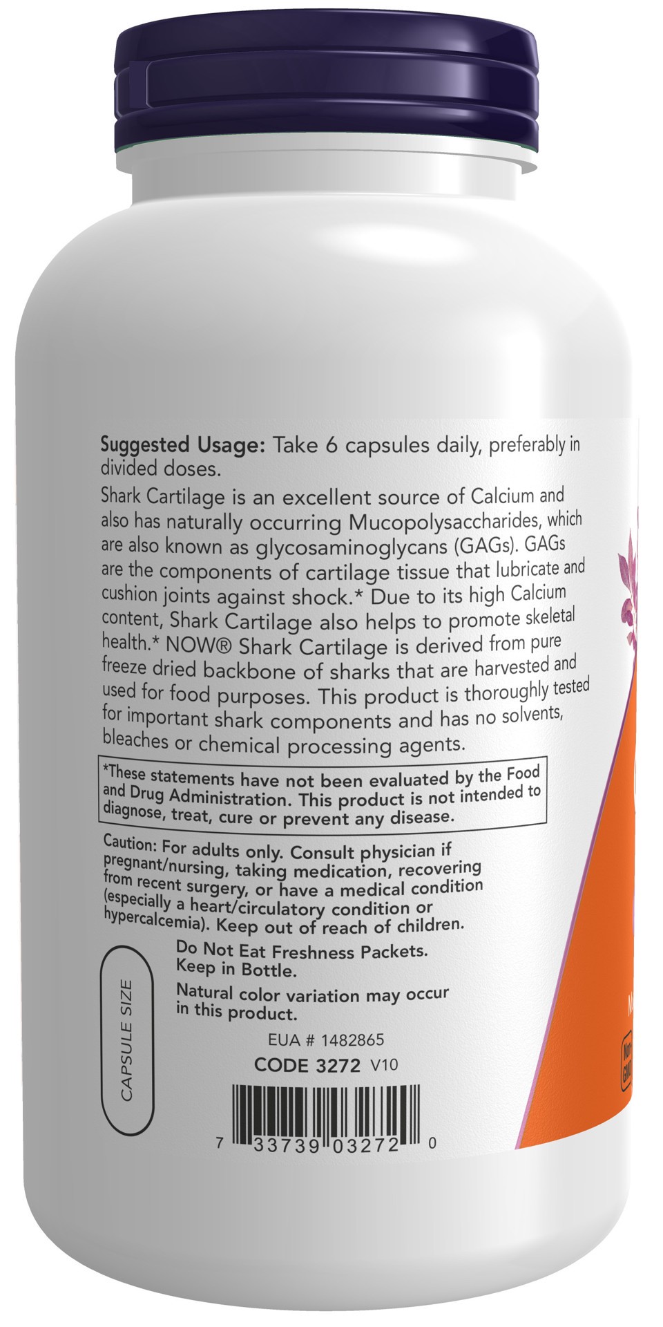 slide 3 of 4, NOW Shark Cartilage 750 mg - 300 Capsules, 300 ct