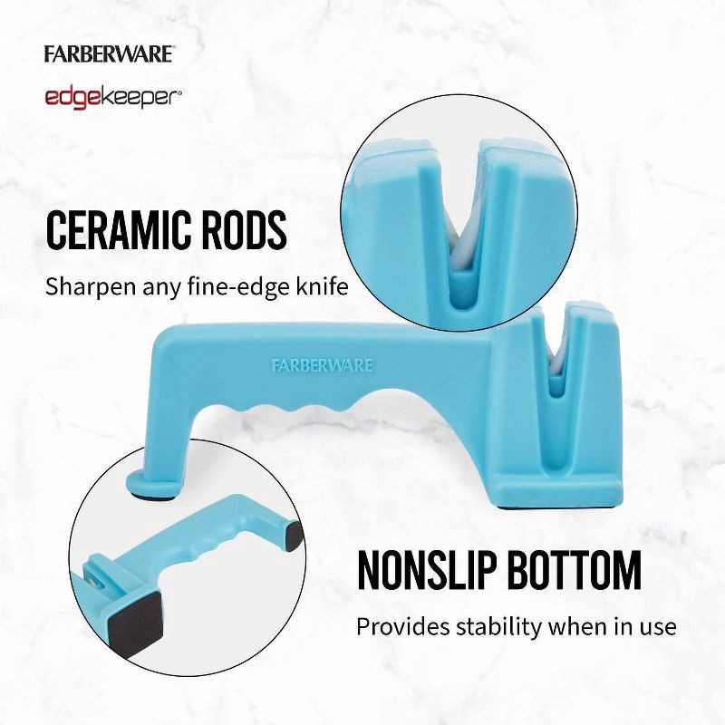 slide 4 of 8, Farberware® EdgeKeeper® Knife Sharpener - Aqua, 1 ct