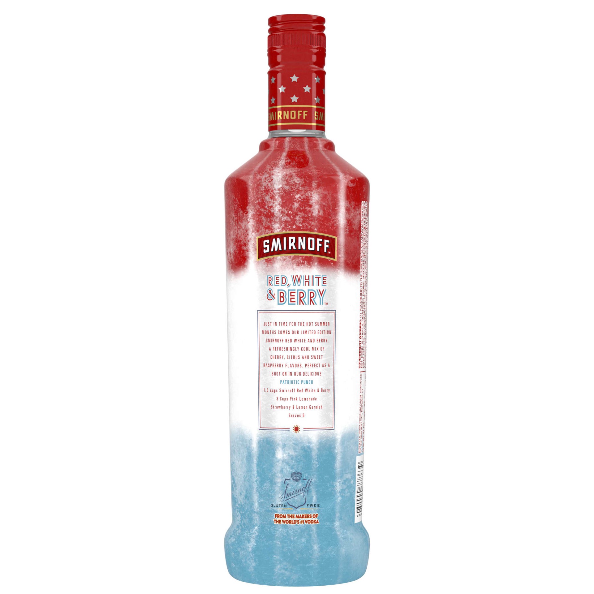 slide 3 of 3, Smirnoff Red, White & Berry (Vodka Infused With Natural Flavors), 750 mL, 750 ml