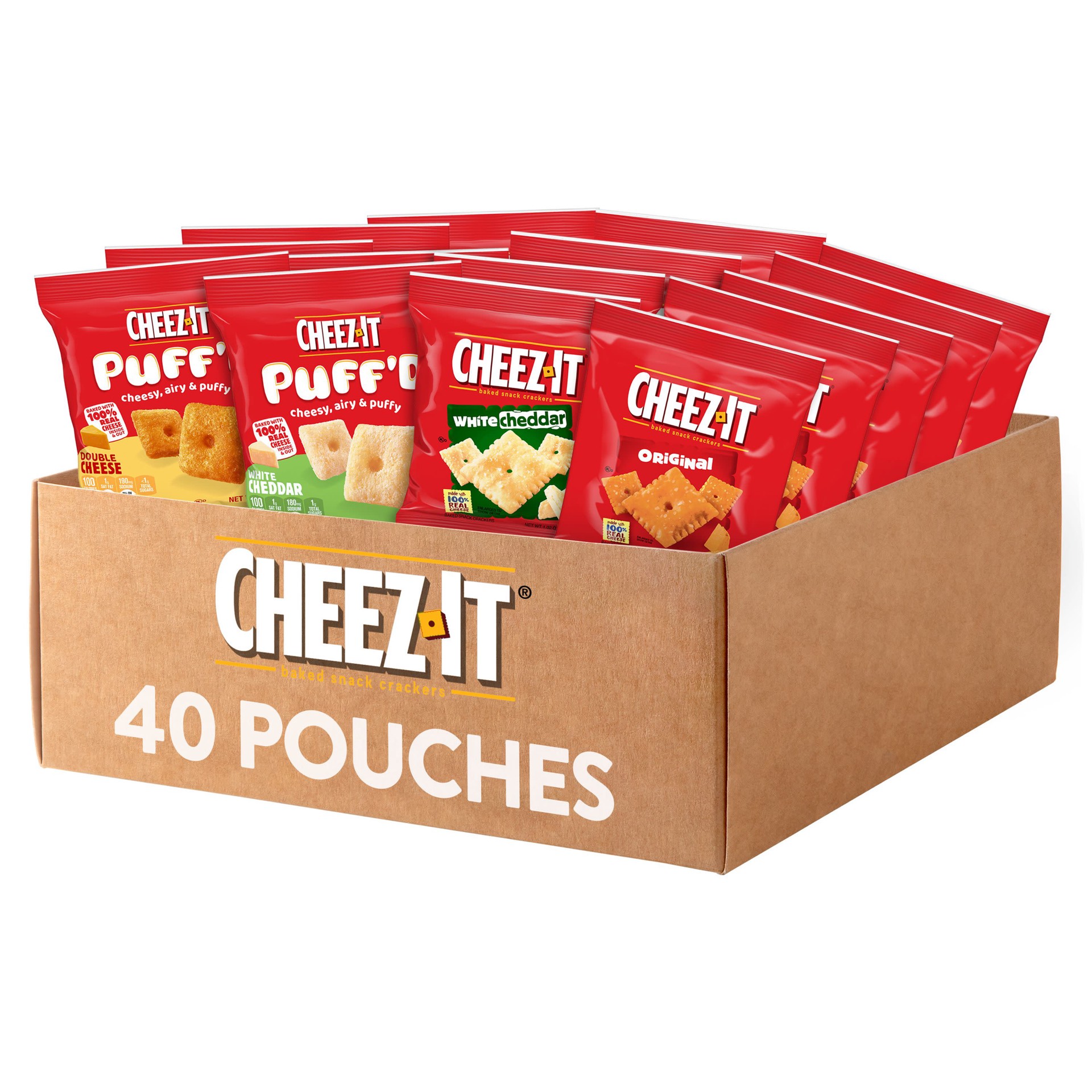 slide 1 of 5, Cheez-It Cheese Crackers, Baked Snack Crackers, Office and Kids Snacks, Original, 1oz Pouch, 1 Pouch, 1 oz