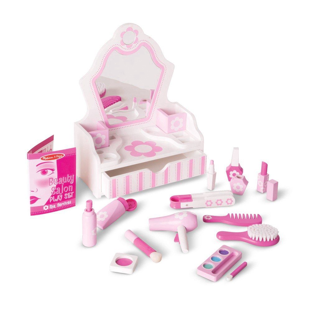 slide 19 of 25, Melissa & Doug Wooden Beauty Salon Play Set With Vanity And Accessories, 18 ct