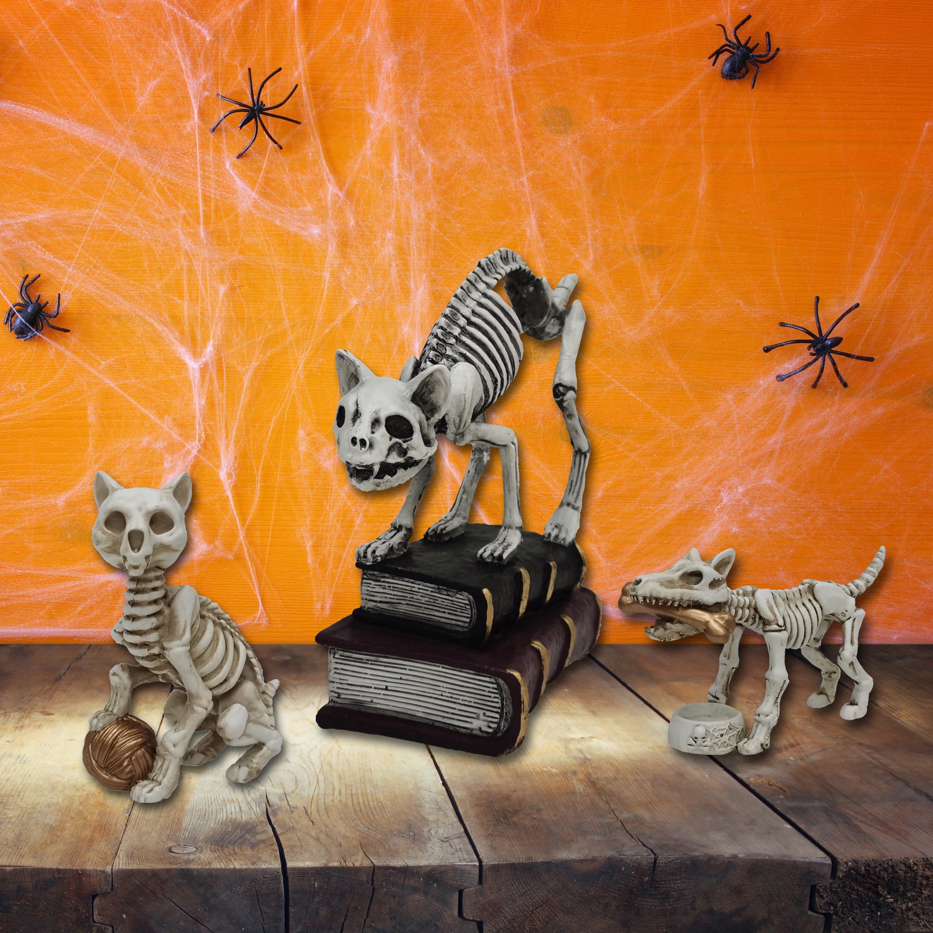 slide 3 of 4, 4.5" Skeleton Cat With Ball Tabletop Decor By Ashland, 4.5 in