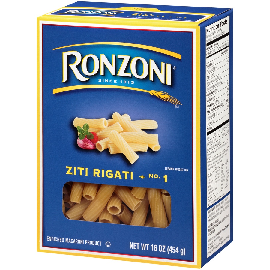 slide 3 of 8, Ronzoni Ziti Rigati, 16 oz