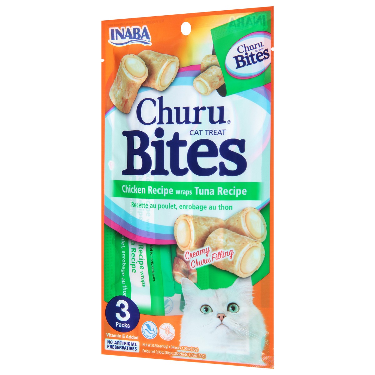 slide 3 of 14, Inaba Churu Bites Chicken Recipe Wraps Tuna Recipe Cat Treat 3 ea, 3 ct