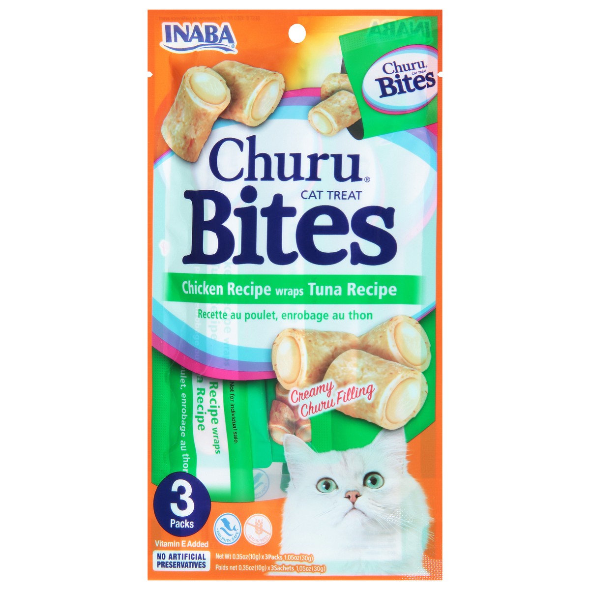 slide 12 of 14, Inaba Churu Bites Chicken Recipe Wraps Tuna Recipe Cat Treat 3 ea, 3 ct