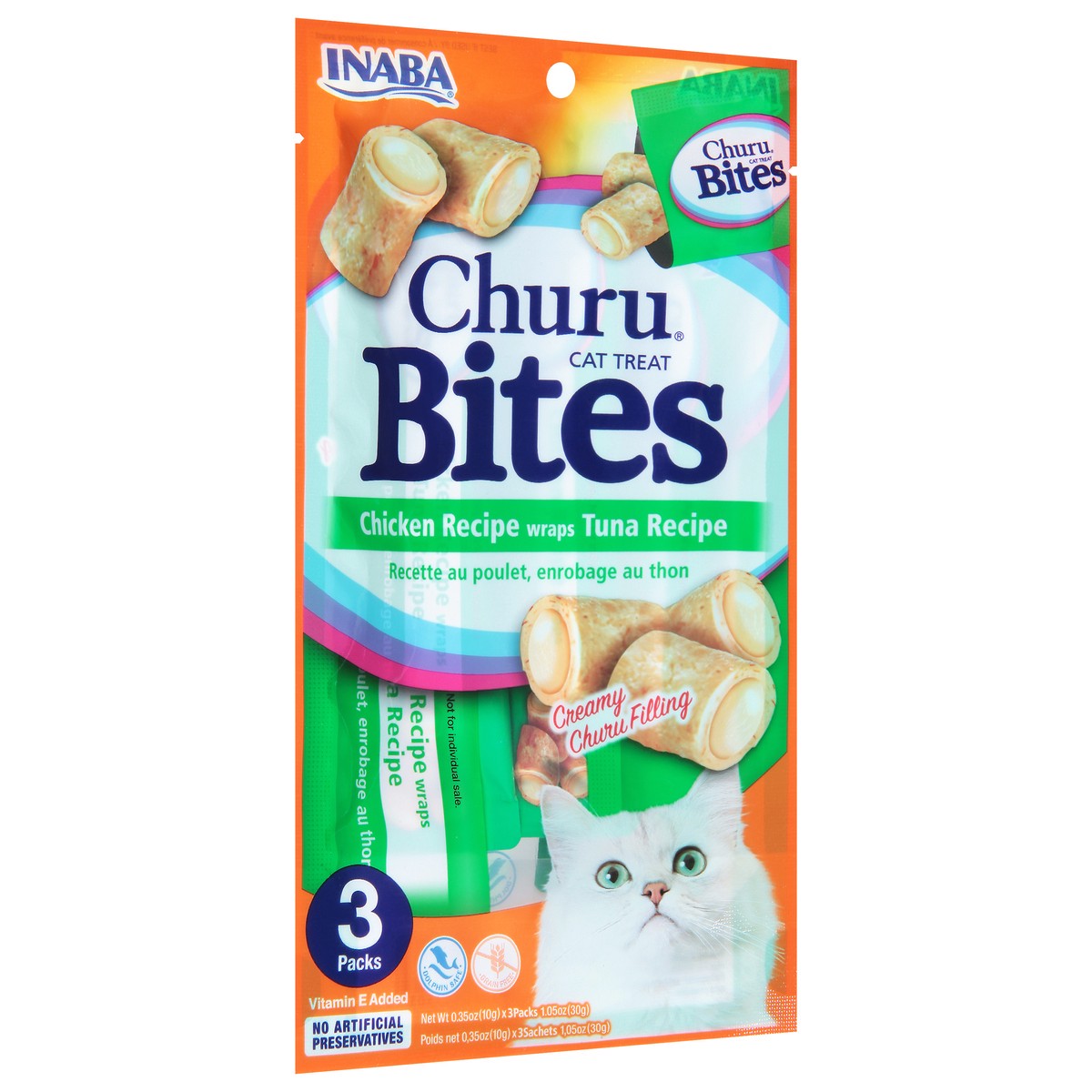 slide 8 of 14, Inaba Churu Bites Chicken Recipe Wraps Tuna Recipe Cat Treat 3 ea, 3 ct