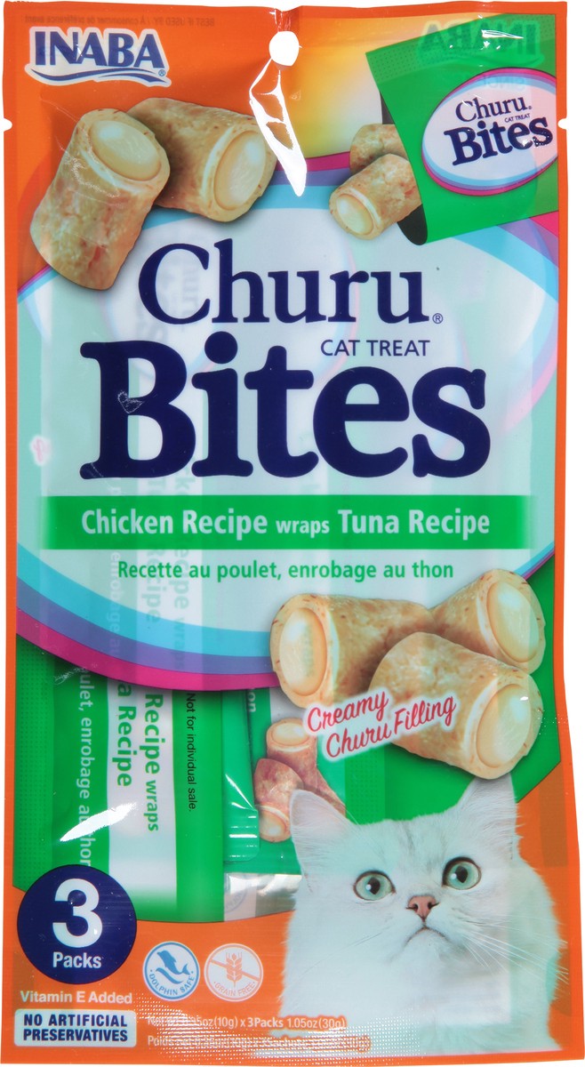 slide 10 of 14, Inaba Churu Bites Chicken Recipe Wraps Tuna Recipe Cat Treat 3 ea, 3 ct