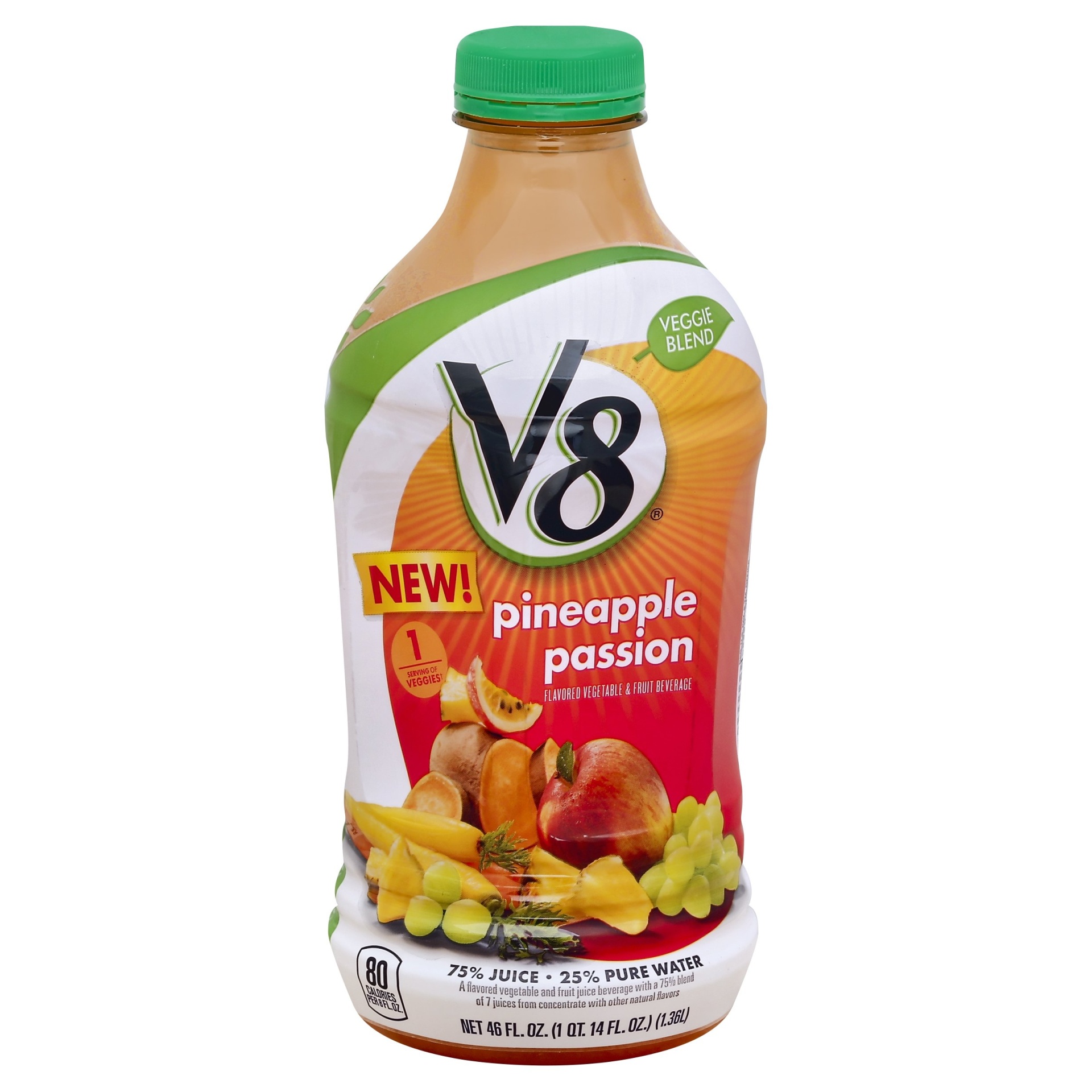 slide 1 of 5, V8 Veggie Blends Pineapple Passion, 46 fl oz
