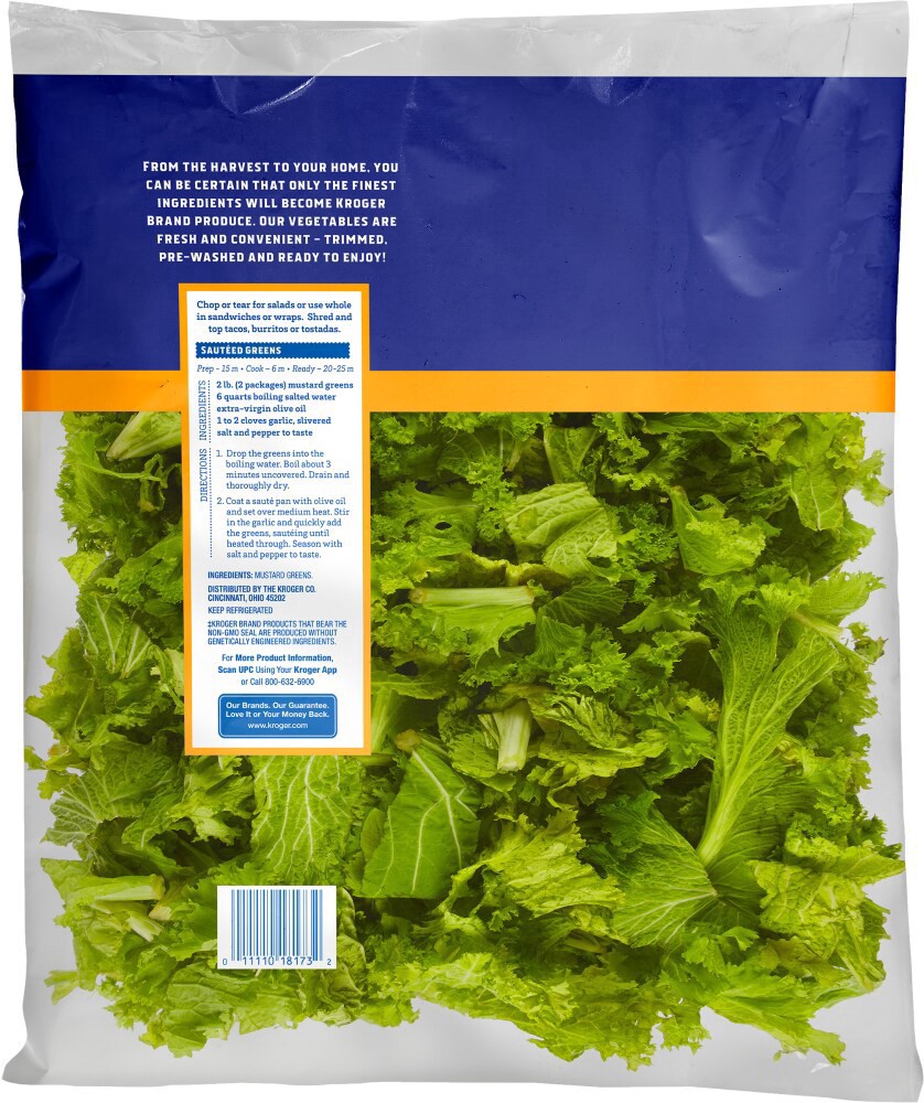 slide 2 of 2, Kroger Mustard Greens, 16 oz
