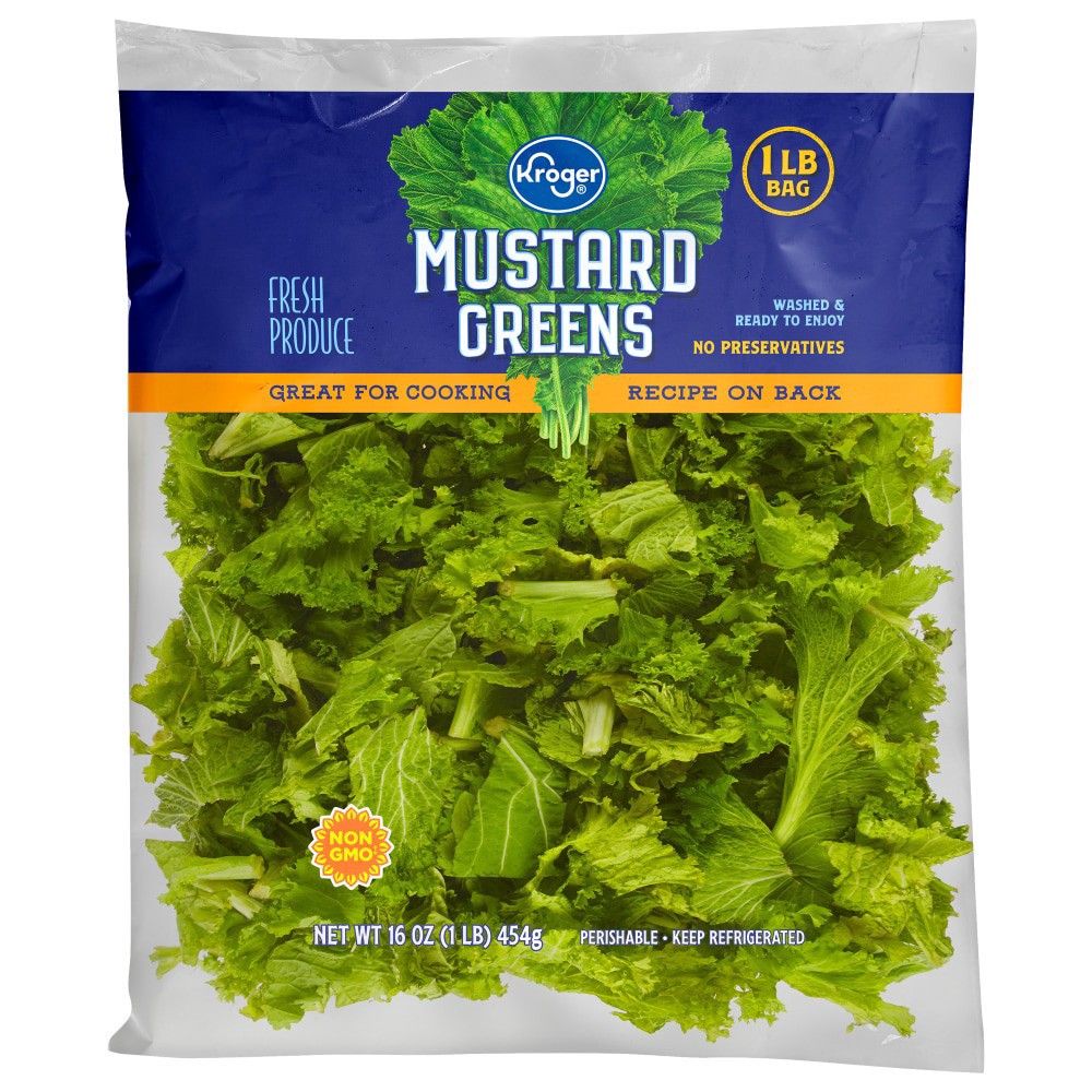 slide 1 of 2, Kroger Mustard Greens, 16 oz