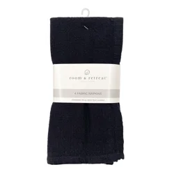 Room & Retreat Solid Woven Napkin - 4 Pack, Black