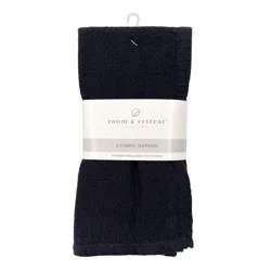 Room & Retreat Solid Woven Napkin - 4 Pack, Black