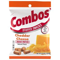 COMBOS Stuffed Snacks Cheddar Cheese Baked Pretzel Snacks, 6.3 oz Bag