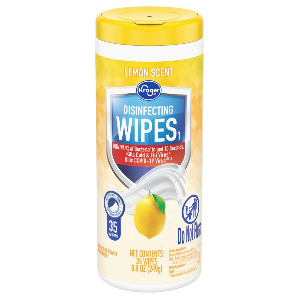 slide 1 of 1, Kroger® Lemon Scented Disinfecting Wipes, 35 ct