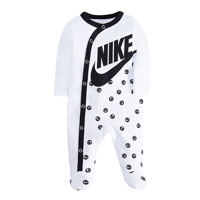 slide 1 of 2, Nike Newborn Smiley Footed Coverall - White, 1 ct