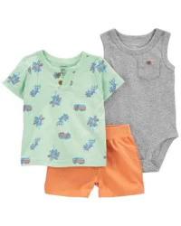 Carters Baby 3-Piece Palm Tree Diaper Cover Set Green/Orange 9M