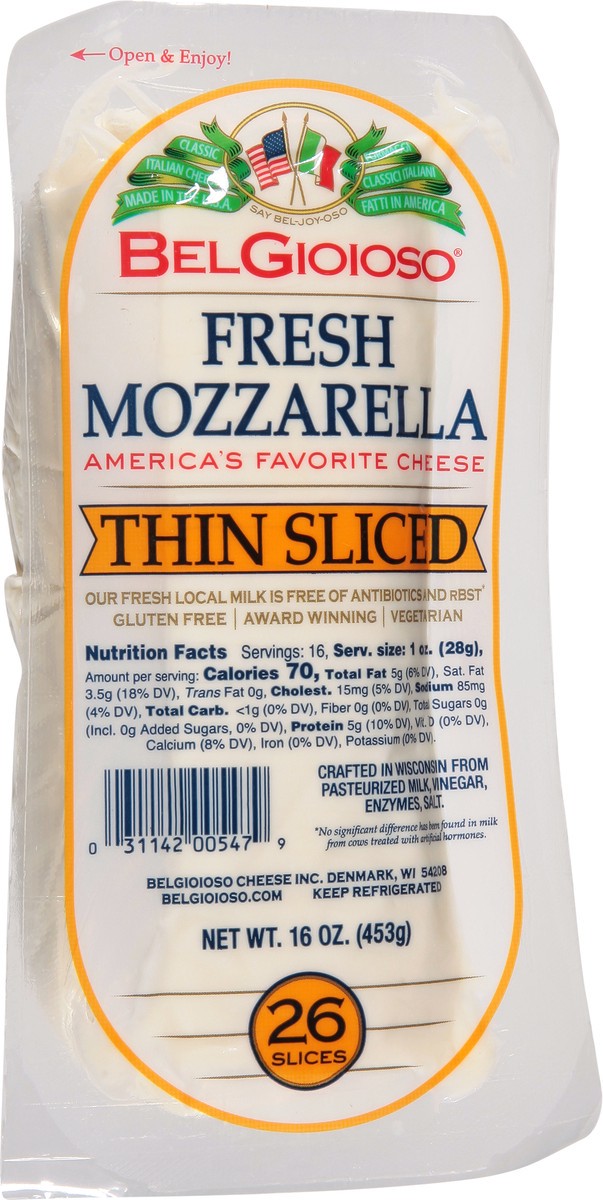 slide 1 of 13, BelGioioso Thin Sliced Fresh Mozzarella, 