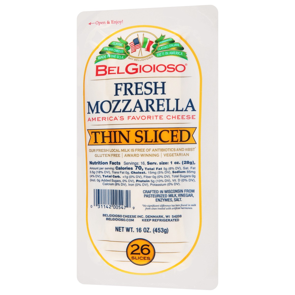 slide 13 of 13, BelGioioso Thin Sliced Fresh Mozzarella, 