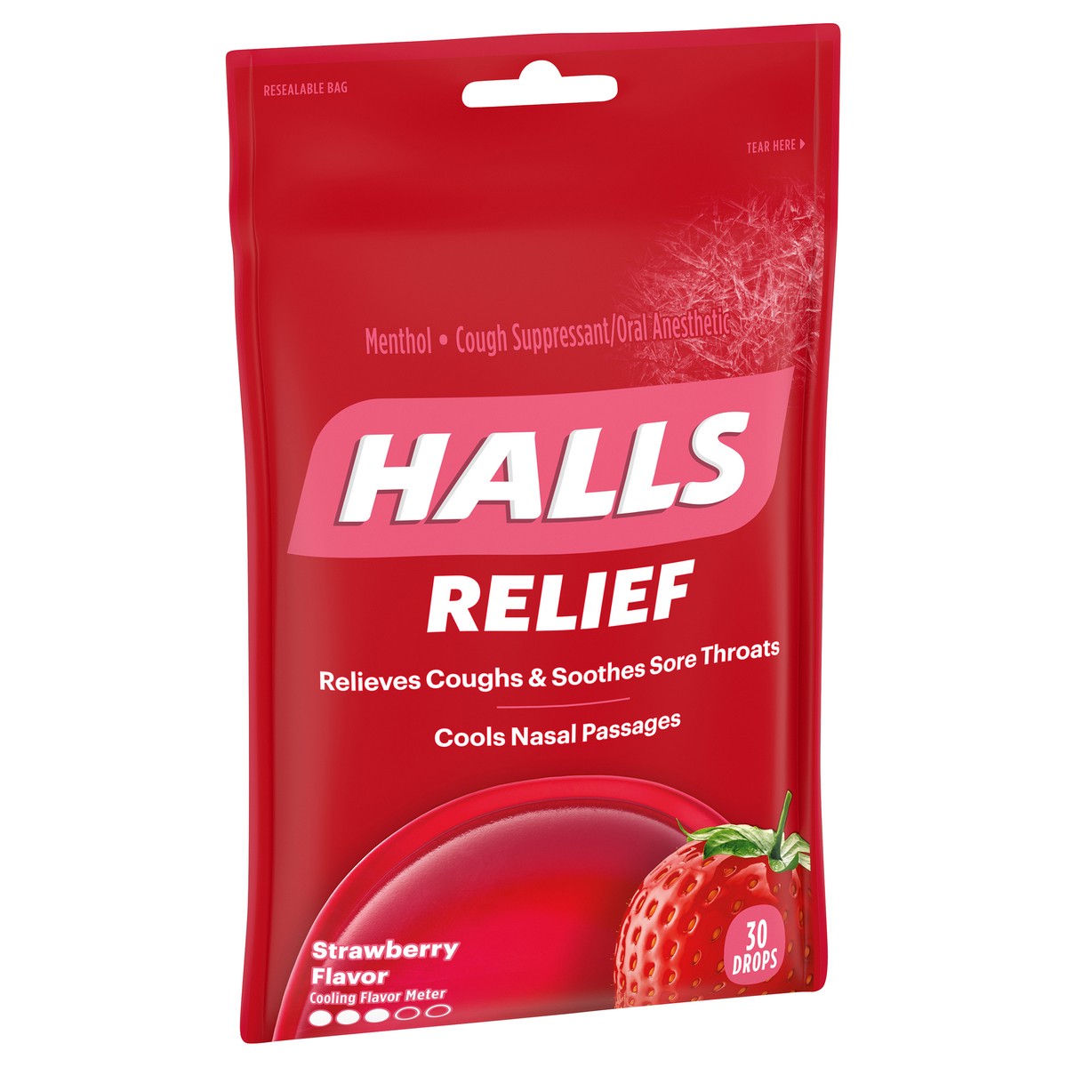 slide 7 of 9, HALLS Relief Strawberry Cough Drops, 30 Drops, 0.20 lb