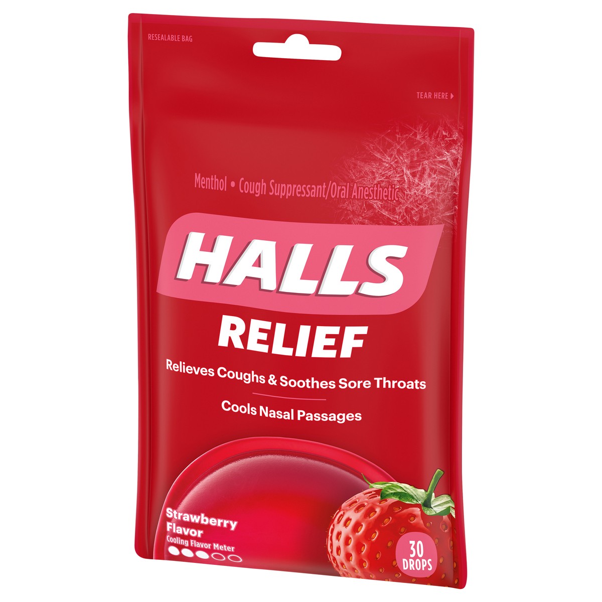 slide 5 of 9, HALLS Relief Strawberry Cough Drops, 30 Drops, 0.20 lb