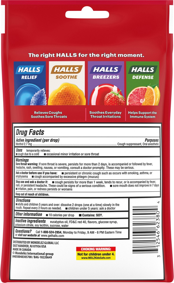 slide 3 of 9, HALLS Relief Strawberry Cough Drops, 30 Drops, 0.20 lb