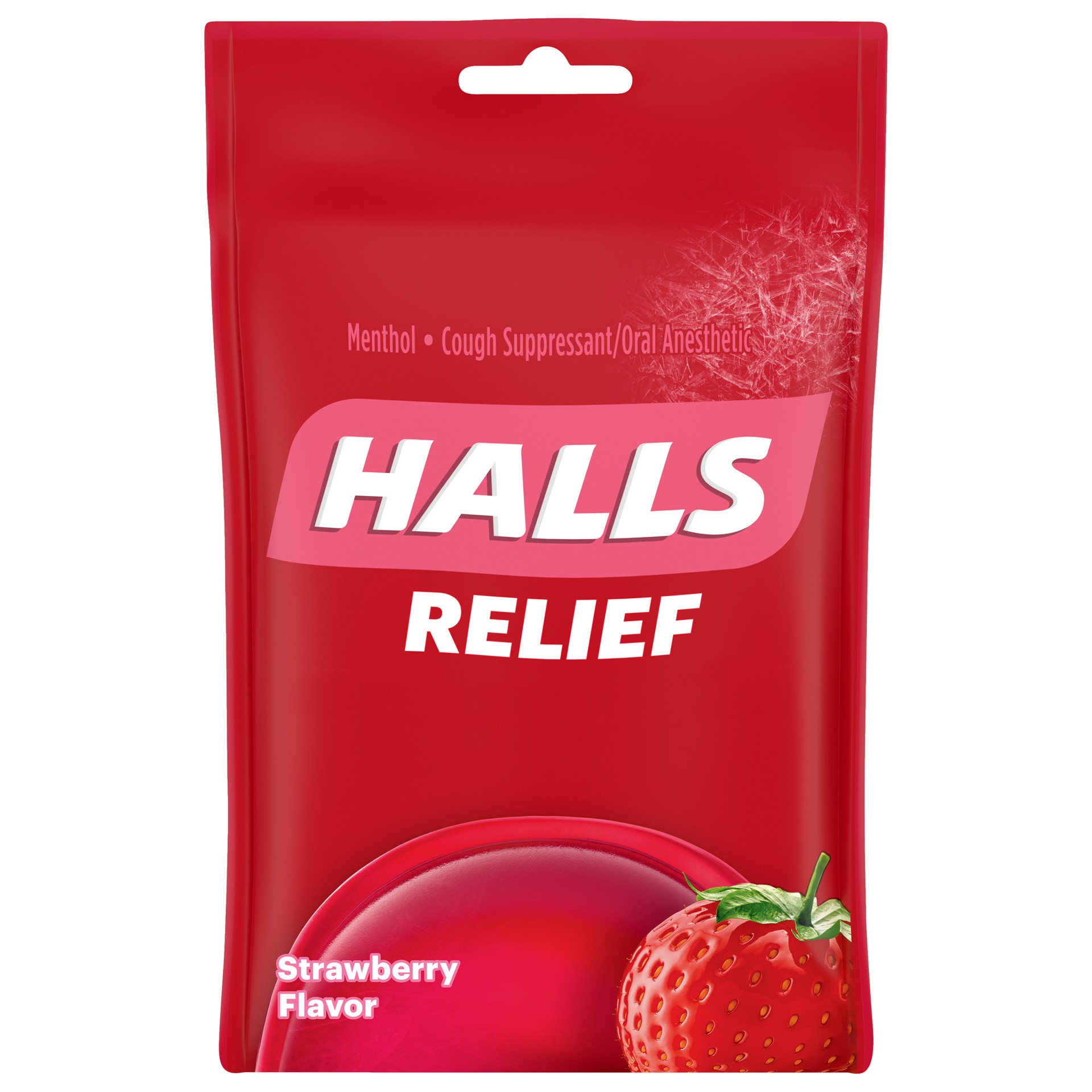 slide 1 of 9, HALLS Relief Strawberry Cough Drops, 30 Drops, 0.20 lb
