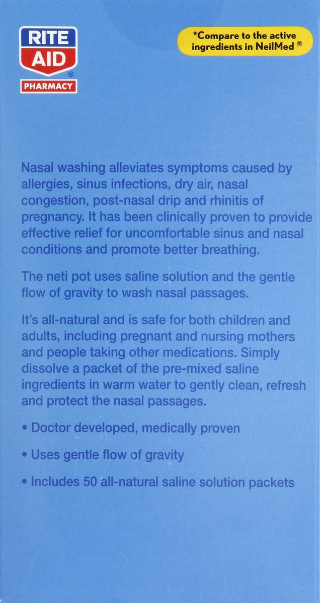 slide 5 of 5, Rite Aid Ra Neti Pot Kit Sinus Wash, 1 ct