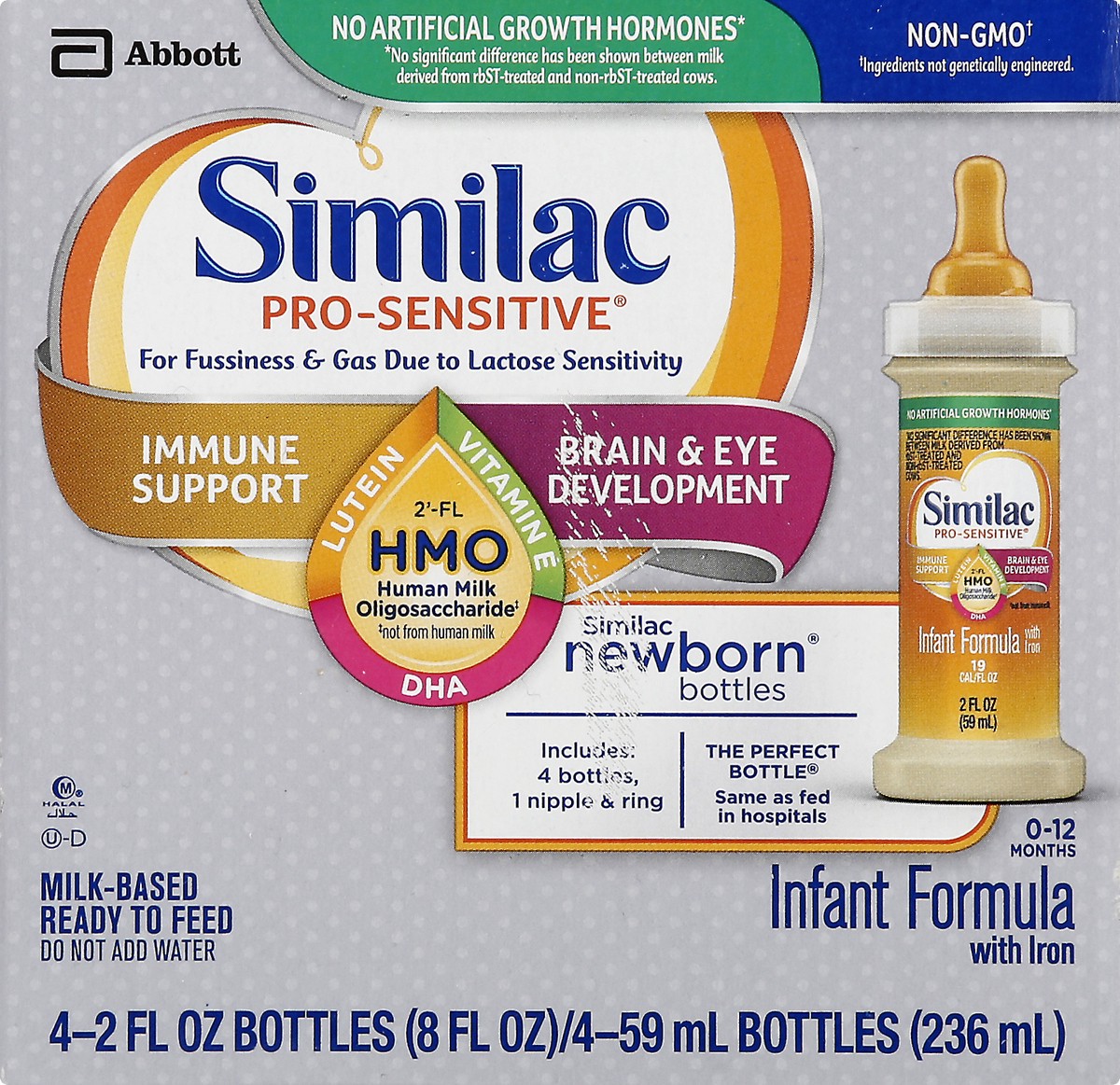 slide 5 of 10, Similac Pro Sensitive Newborn Bottles, 4 ct; 2 fl oz