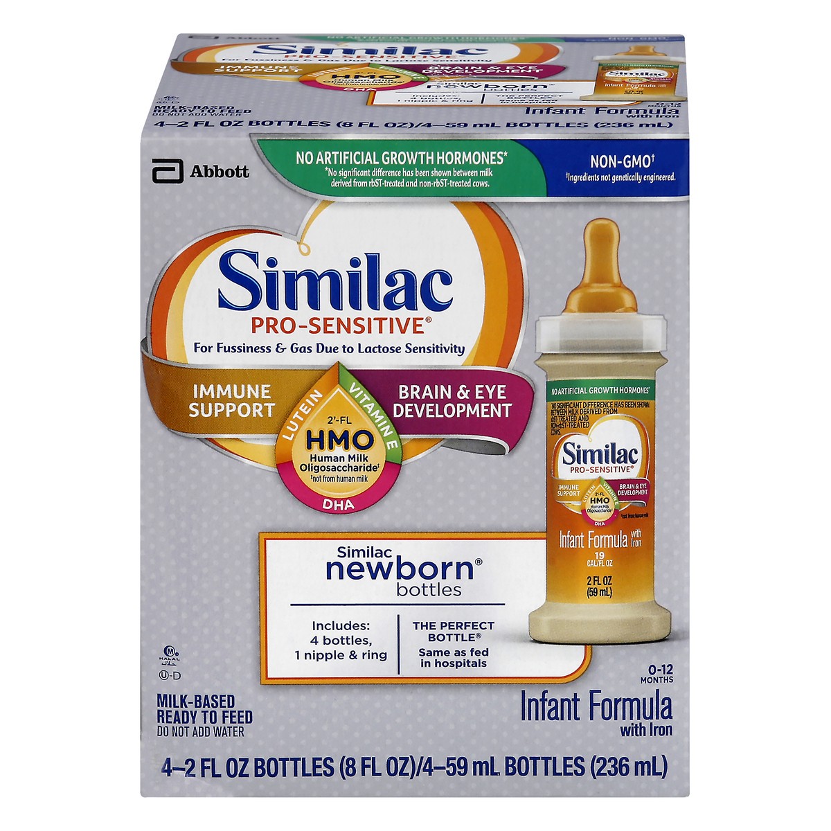 slide 1 of 10, Similac Pro Sensitive Newborn Bottles, 4 ct; 2 fl oz