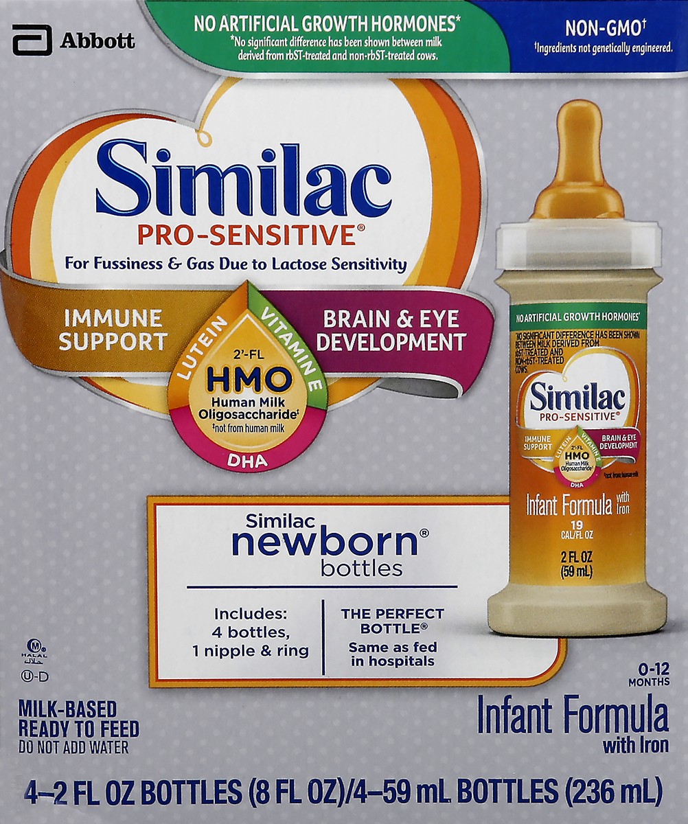 slide 8 of 10, Similac Pro Sensitive Newborn Bottles, 4 ct; 2 fl oz