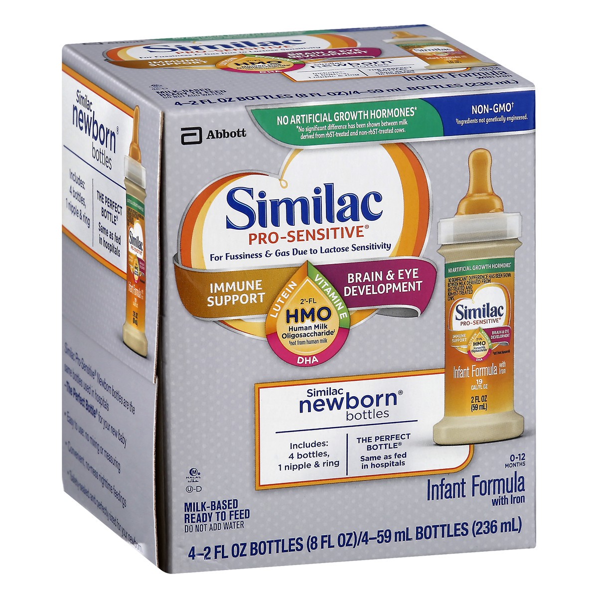 slide 10 of 10, Similac Pro-Sensitive Non-GMO Ready to Feed Infant Formula Bottles, 4 ct; 2 fl oz