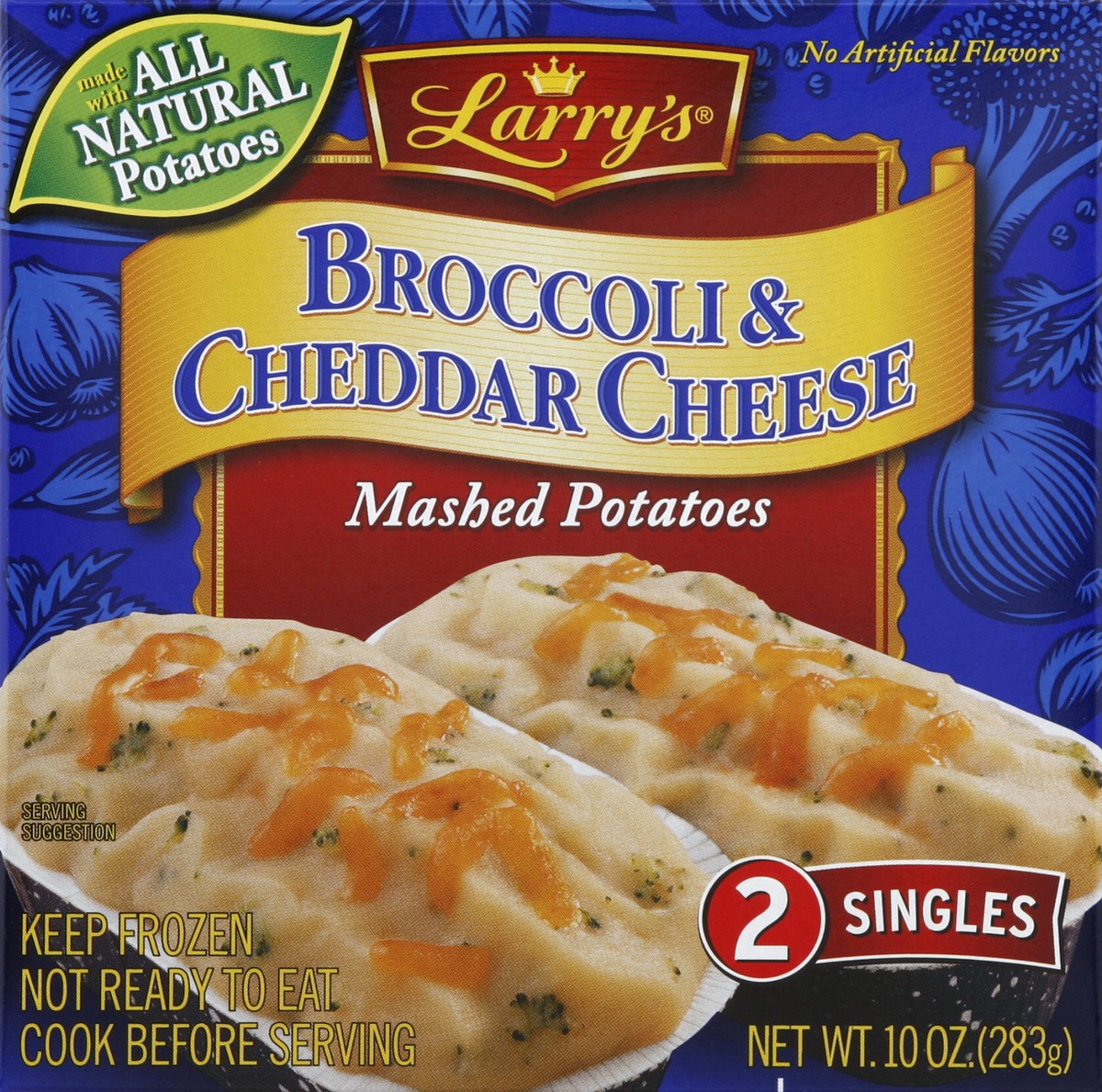 slide 4 of 4, Larry's Mashed Potatoes, Broccoli & Cheddar Cheese, 10 oz