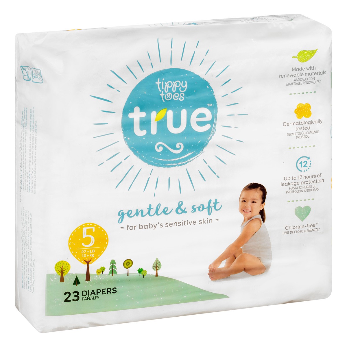 slide 6 of 9, Tippy Toes Diaper Sensitive Jumbo Size 5, 23 ct