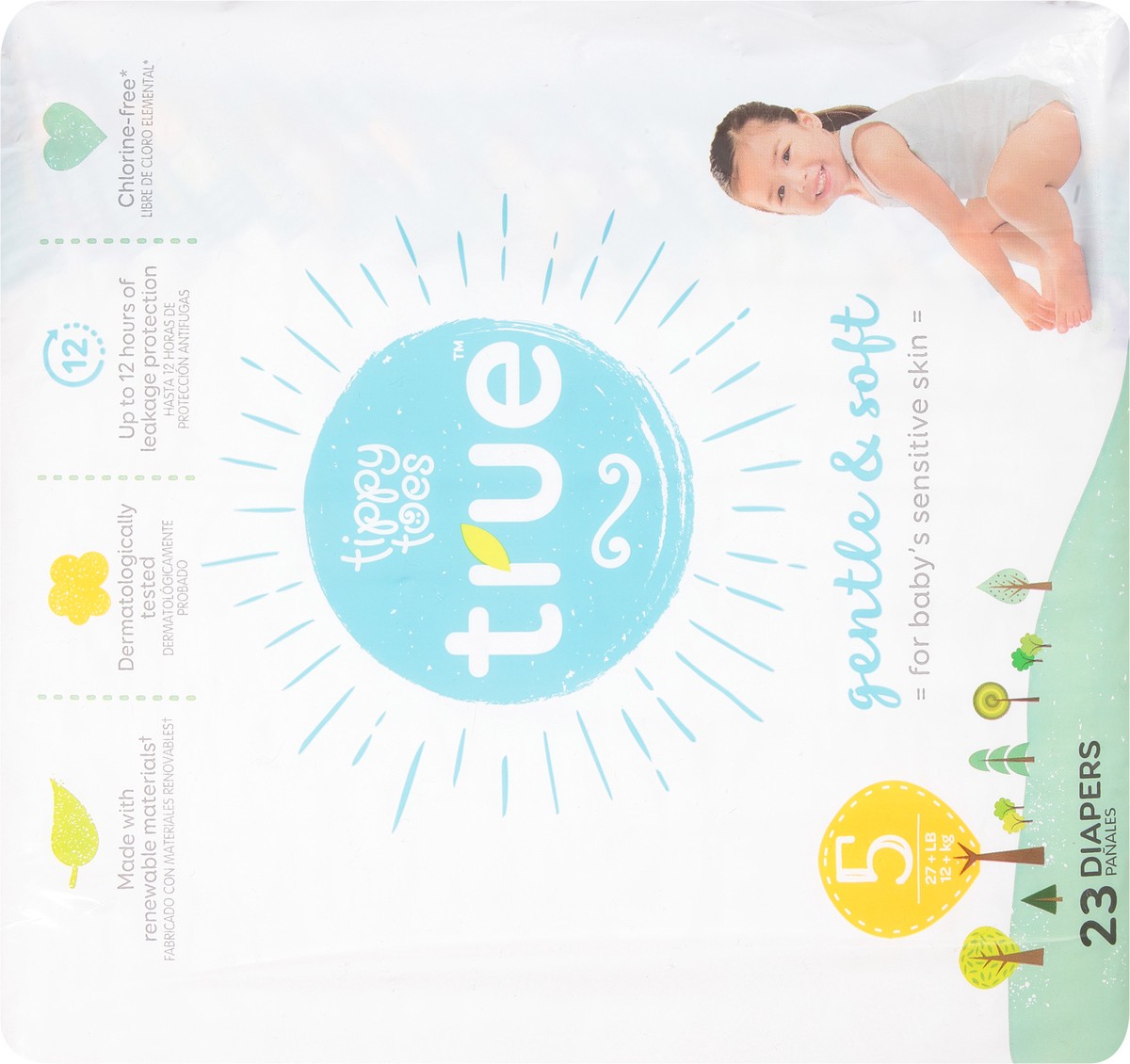 slide 8 of 9, Tippy Toes Diaper Sensitive Jumbo Size 5, 23 ct