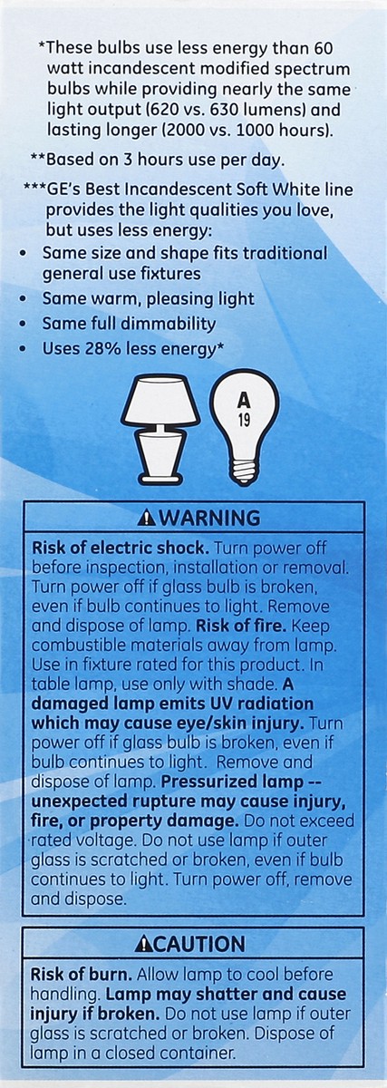 slide 3 of 5, GE Energy-Efficient Soft White 43-Watt (60-Watt) Modified Spectrum A19 Halogen Bulbs, 4 ct