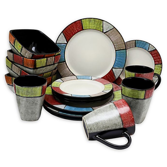 slide 1 of 6, Elama Domino Dinnerware Set, 16 ct