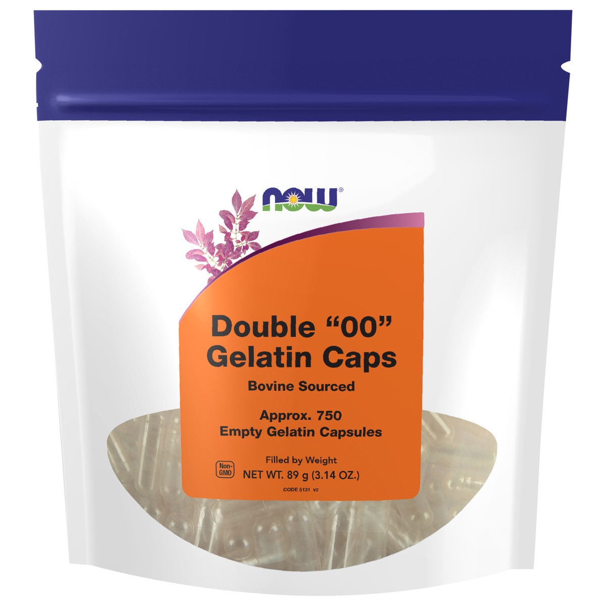 slide 1 of 3, NOW Empty Capsules, Gelatin, Double 00" - 750 gel caps", 3.14 oz