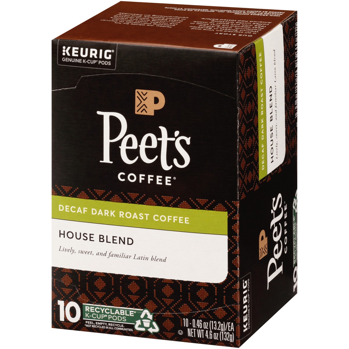 slide 7 of 9, Peet's Coffee House Blend Decaf Dark Roast Coffee K-Cup Pods - 4.6 oz, 4.6 oz