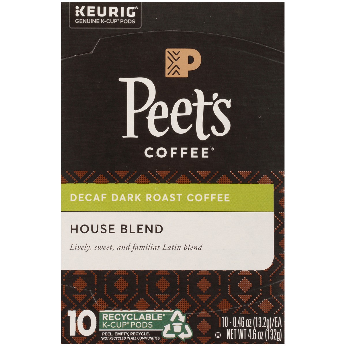 slide 8 of 9, Peet's Coffee House Blend Decaf Dark Roast Coffee K-Cup Pods - 4.6 oz, 4.6 oz