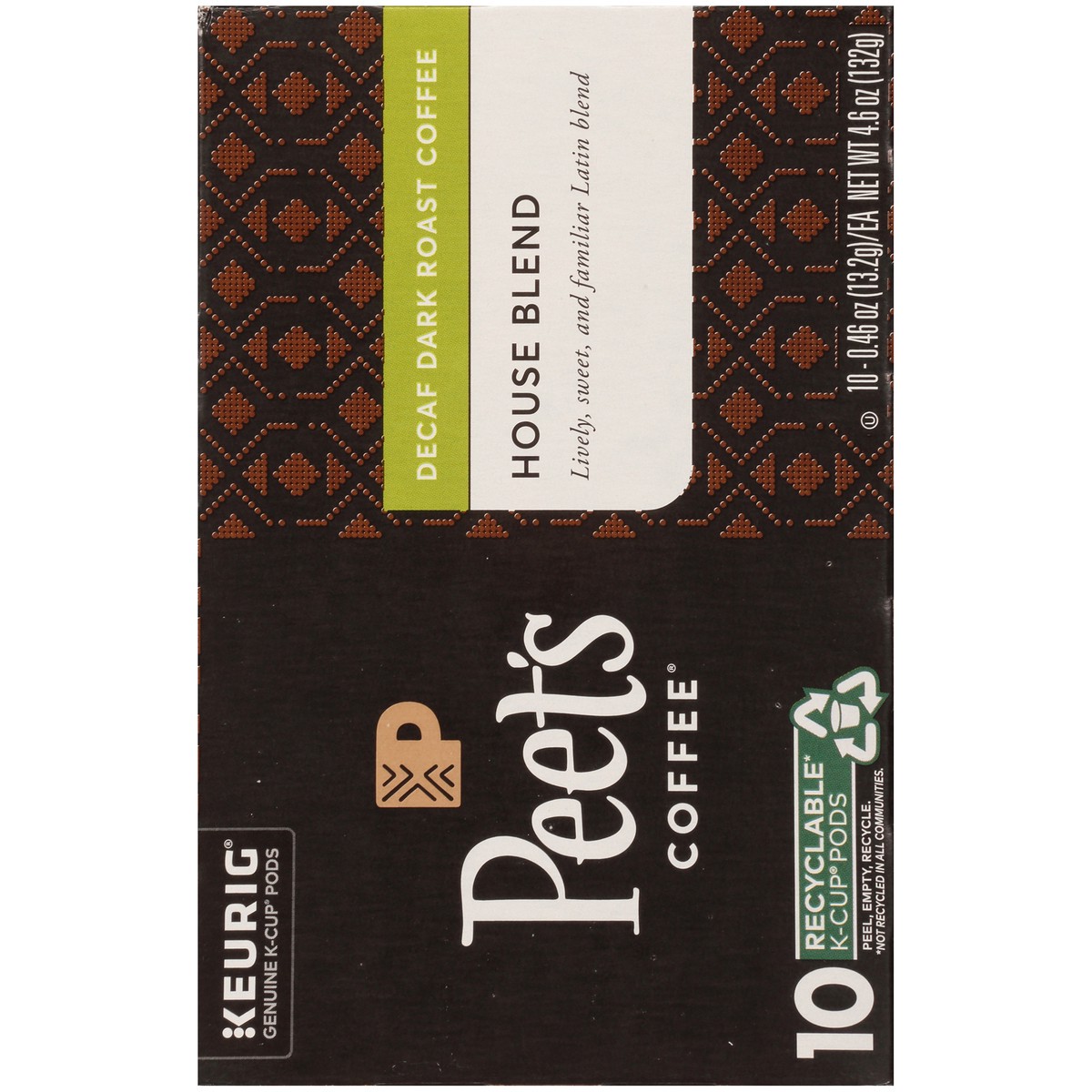 slide 5 of 9, Peet's Coffee House Blend Decaf Dark Roast Coffee K-Cup Pods - 4.6 oz, 4.6 oz