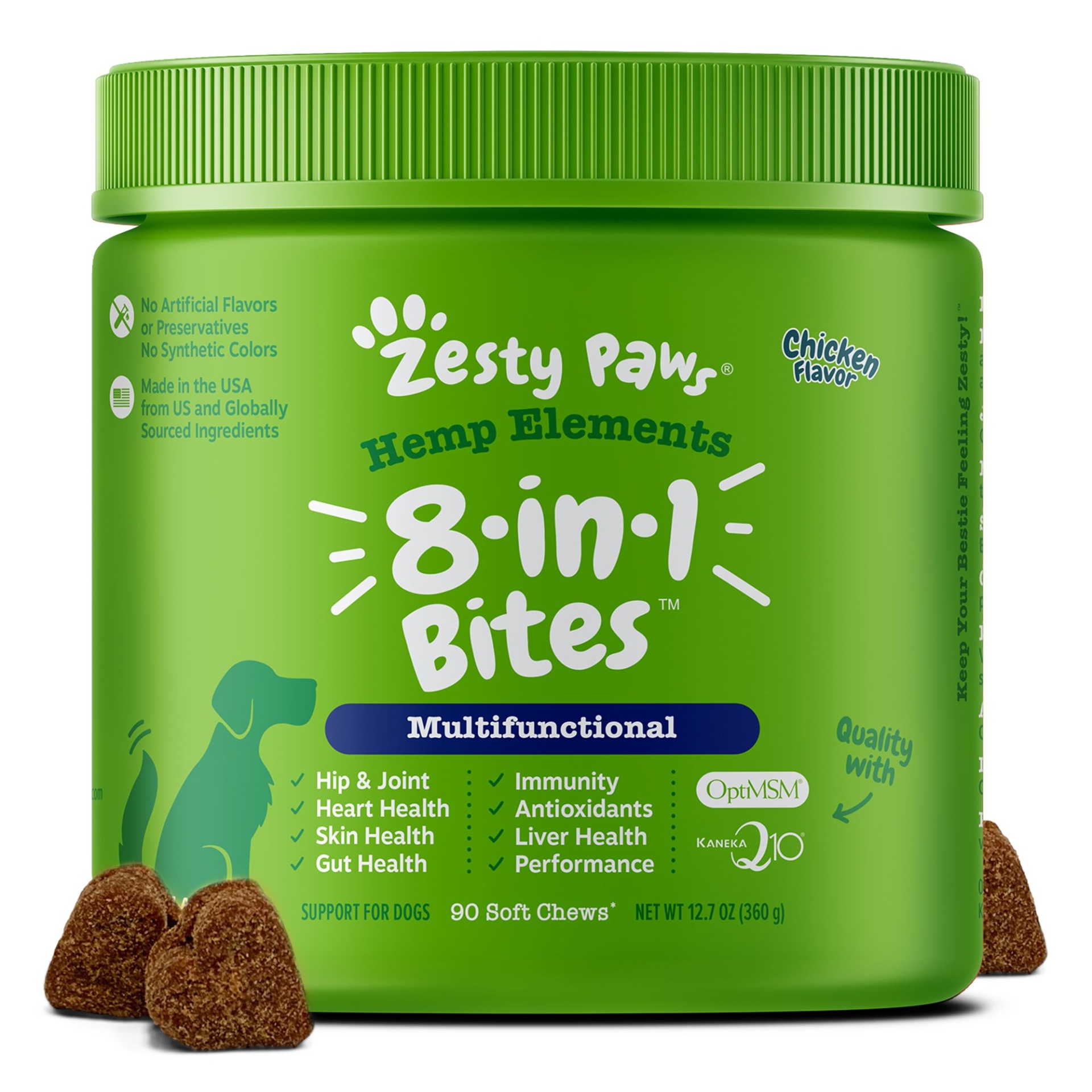 slide 1 of 1, Zesty Paws Hemp Elements 8-in-1 Multivitamin Bites Chicken Flavor Dog Supplement - 90 Ct, 90 ct