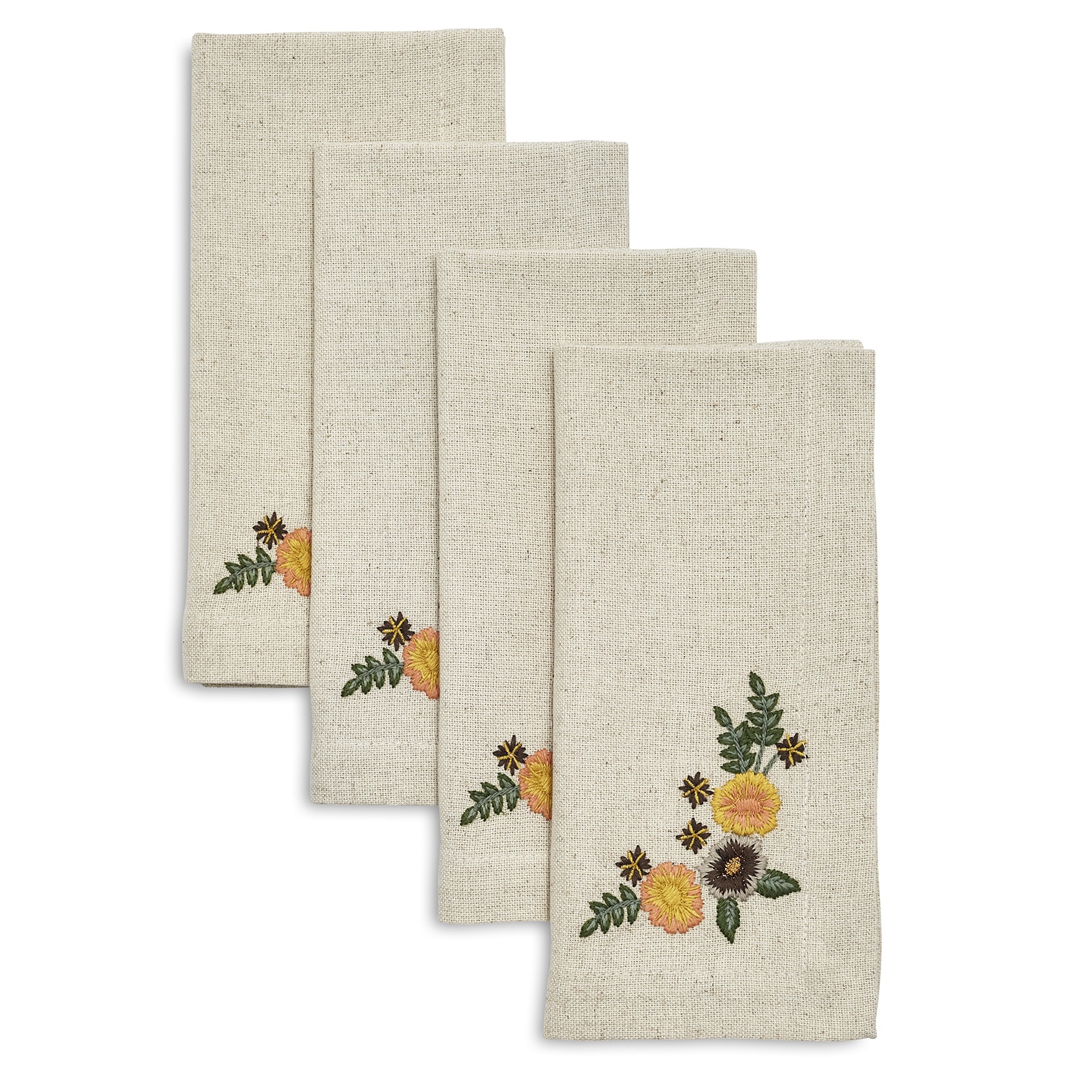 slide 1 of 1, Sur La Table Embroidered Floral Napkins, 4 ct