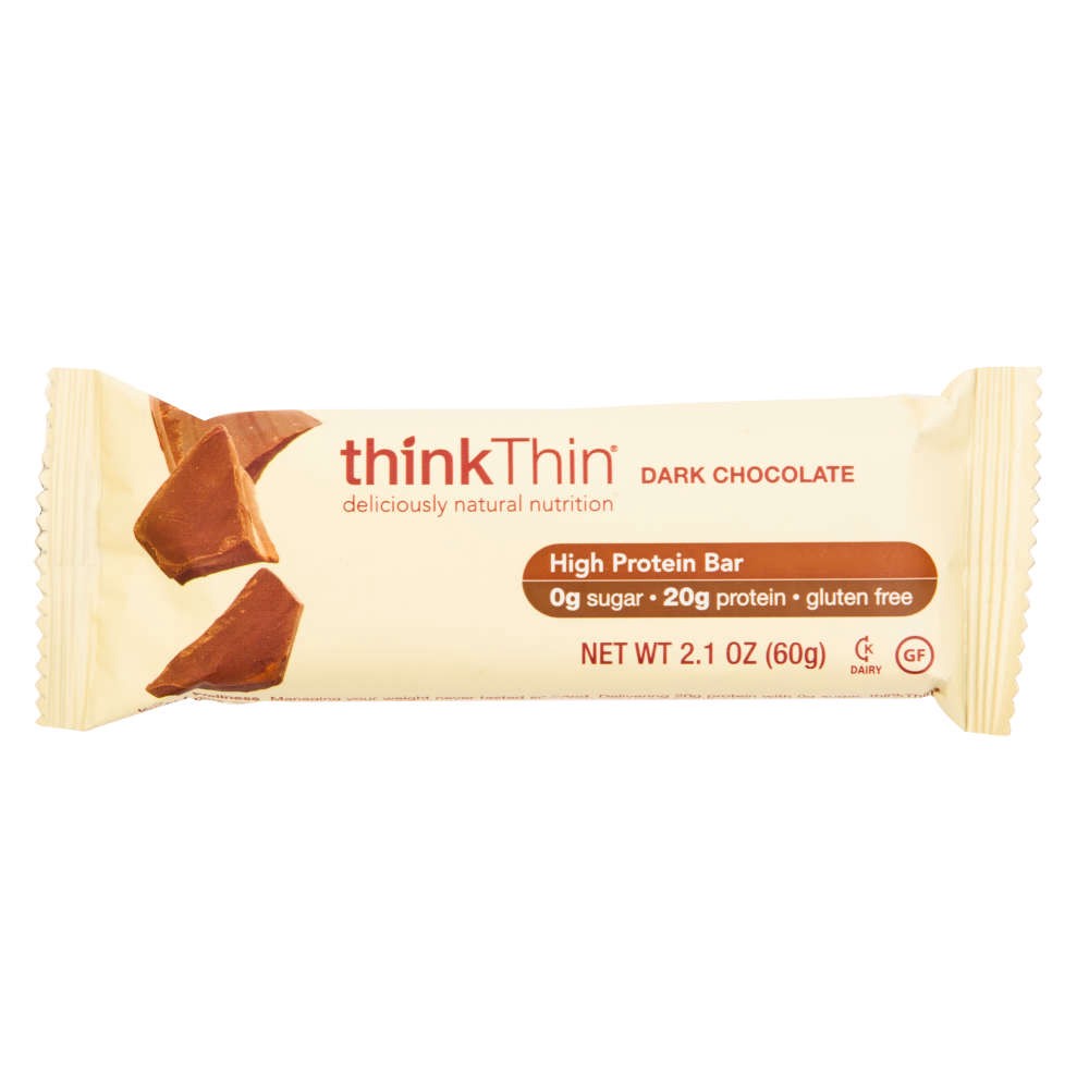 slide 1 of 6, thinkThin High Protein Bar Dark Chocolate, 2.1 oz